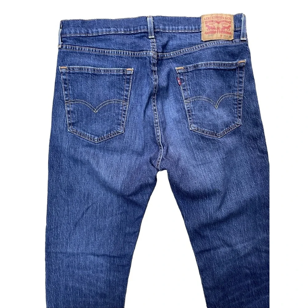 Levi's 505 Men's Jeans 36x34 Regular Fit Blue Denim‎ Stretch Made in Mexico
